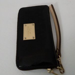 Michael Kors Black High Gloss Phone Wristlet